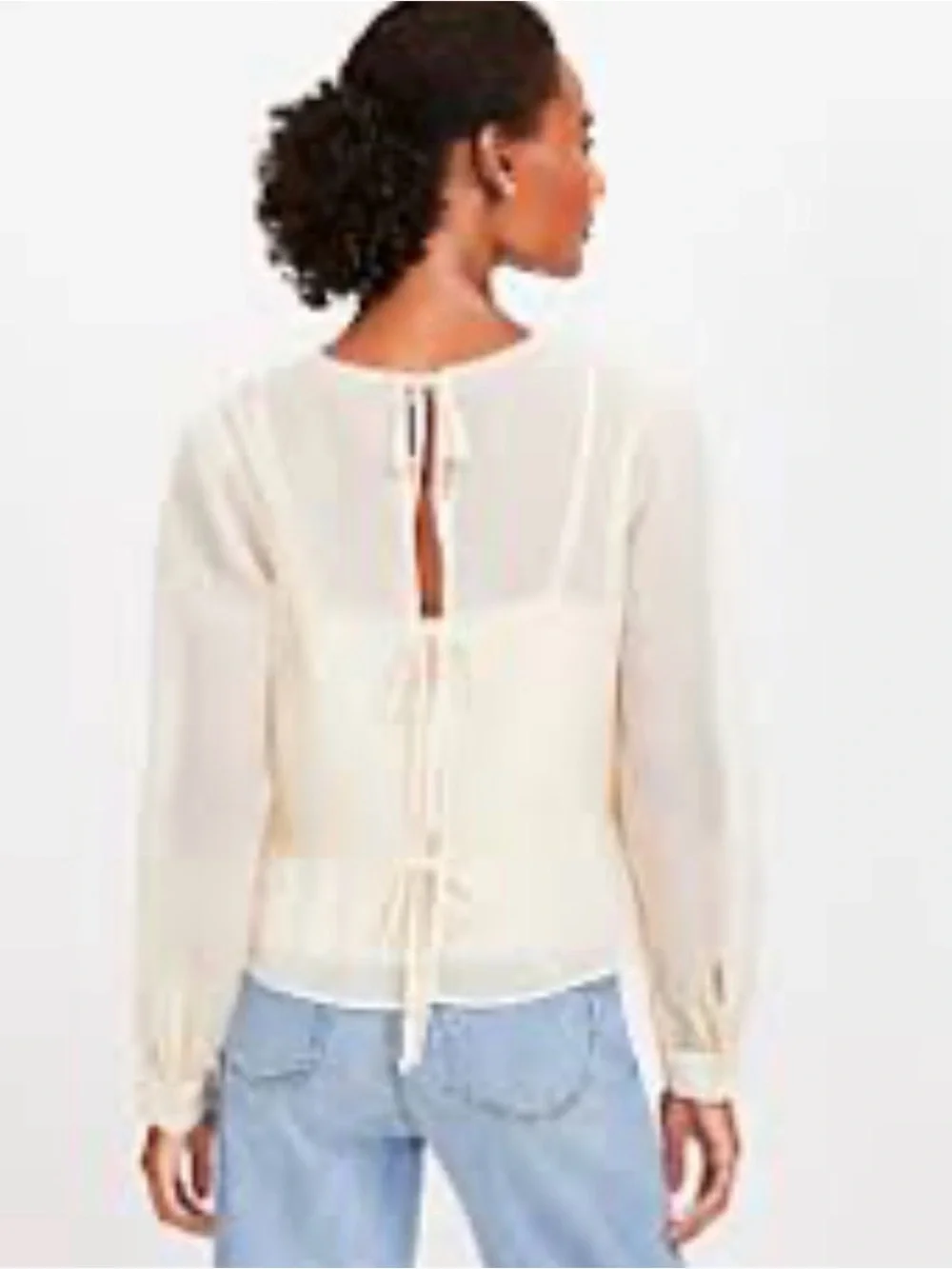 NWT Loft Feather Print Tie Back Peplum Blouse W/ Cami Pale Yellow Size Small
